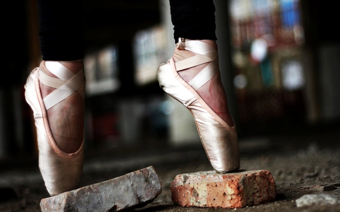 Pointe shoes in close-up